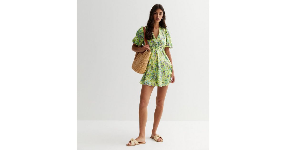 Juniper Cactus Print Front Twist Mini Dress