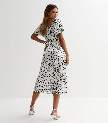 New look white hot sale spot midi dress