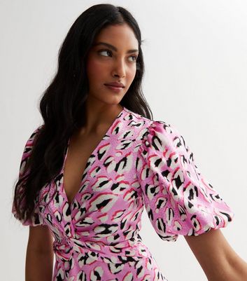 Pink leopard print dress new cheap look