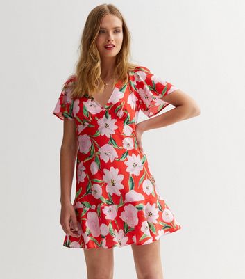 Topshop red hot sale floral dress