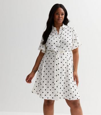 New look polka dot dress white best sale