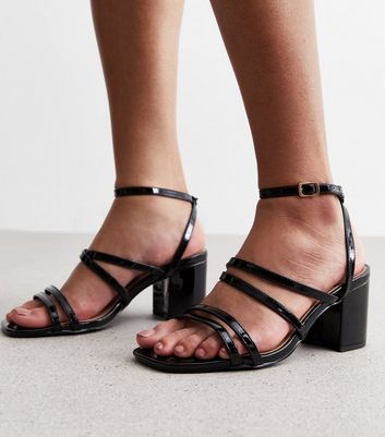 Black patent 2025 sandals mid heel