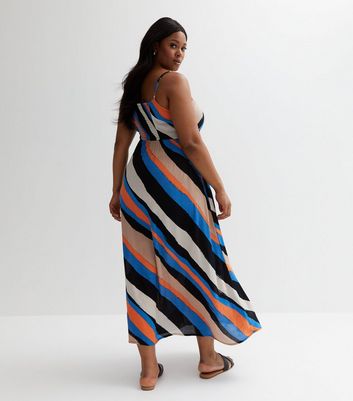 Black white striped maxi sales dress