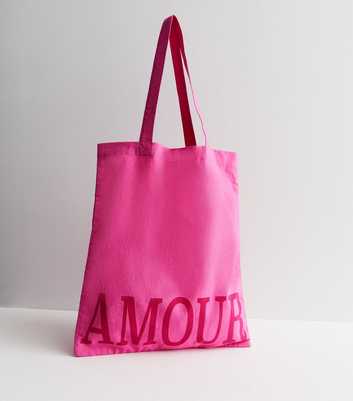 Bright Pink Amour Logo Canvas Tote Bag