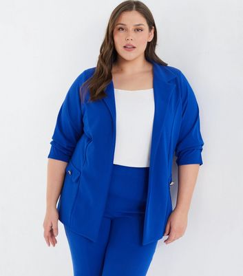 Royal blue blazer womens plus outlet size