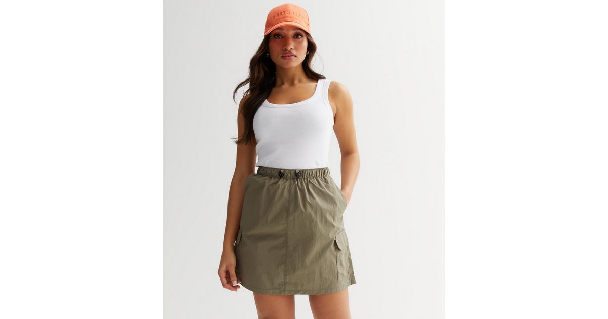 Petite Khaki Parachute Mini Skirt | New Look
