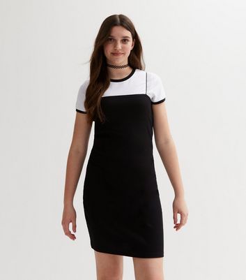 Girls Black Spaghetti Strap Mini Dress New Look