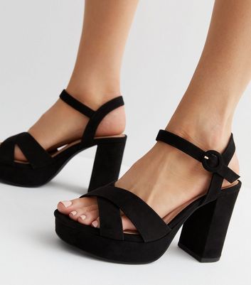 Black chunky 2025 heel shoes