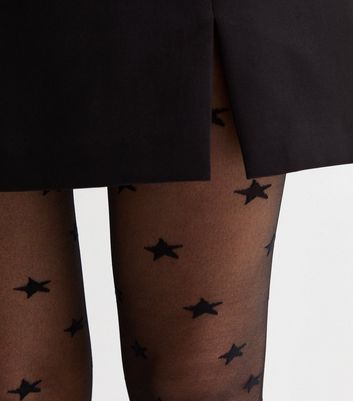 Black Star Print Fashion Tights | New Look