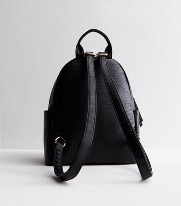 Black Leather Look Backpack New Look