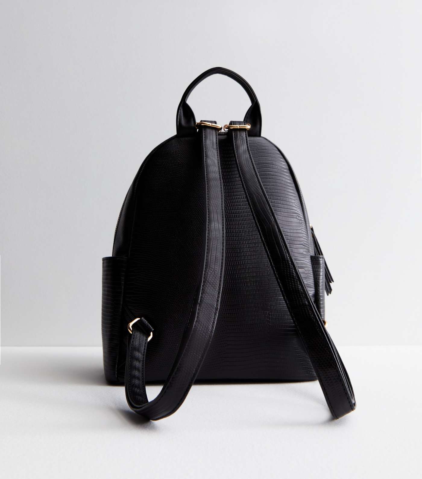 Black Leather-Look Backpack Image 4