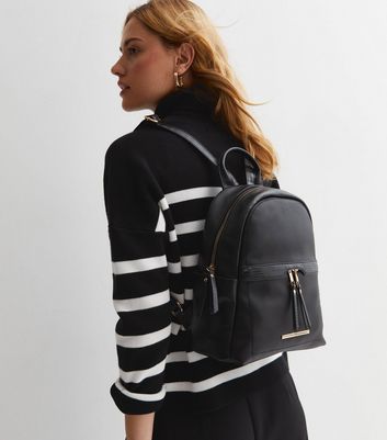 Black leather look on sale rucksack