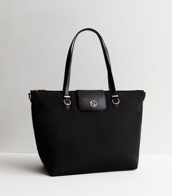 Black tote handbag with sale zip