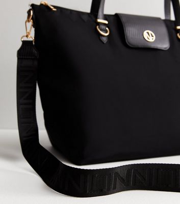 Black Zip Top Tote Bag New Look