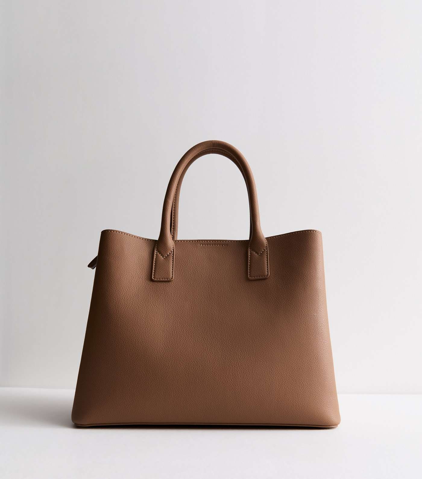 Brown Leather-Look Buckle Tote Bag Image 4