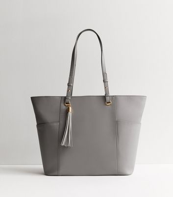 Black Patent Leather-Look Grab Bag | New Look