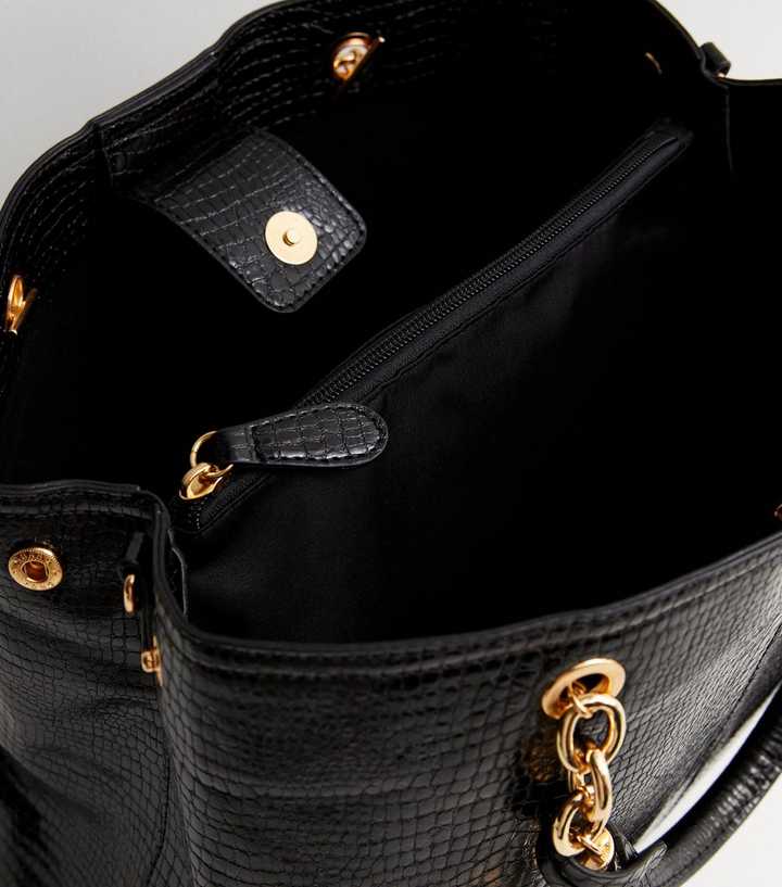 Black Patent Leather-Look Grab Bag
