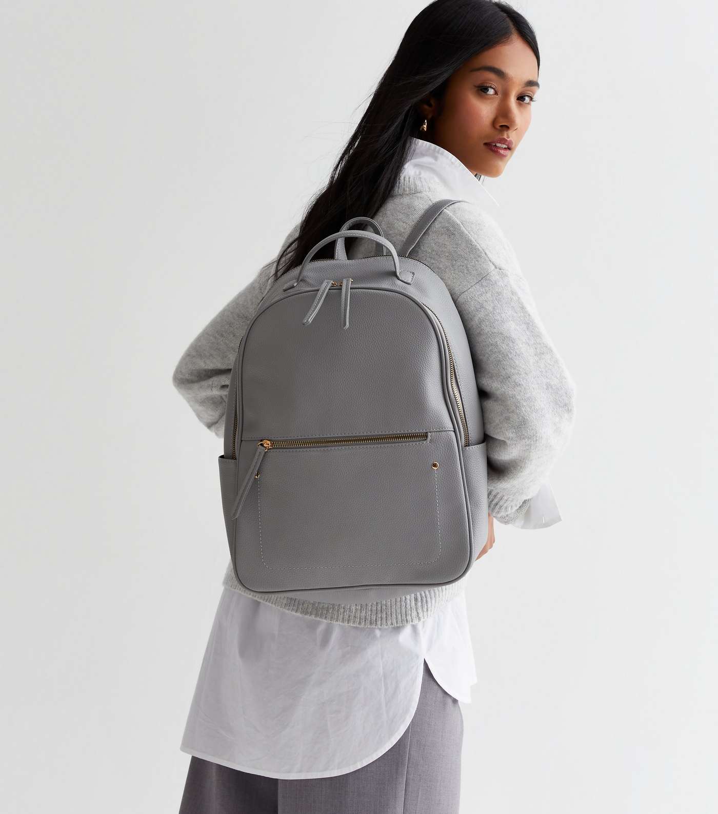 Grey Pocket Front Backpack Image 2