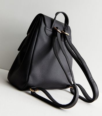 Black leather shop square backpack