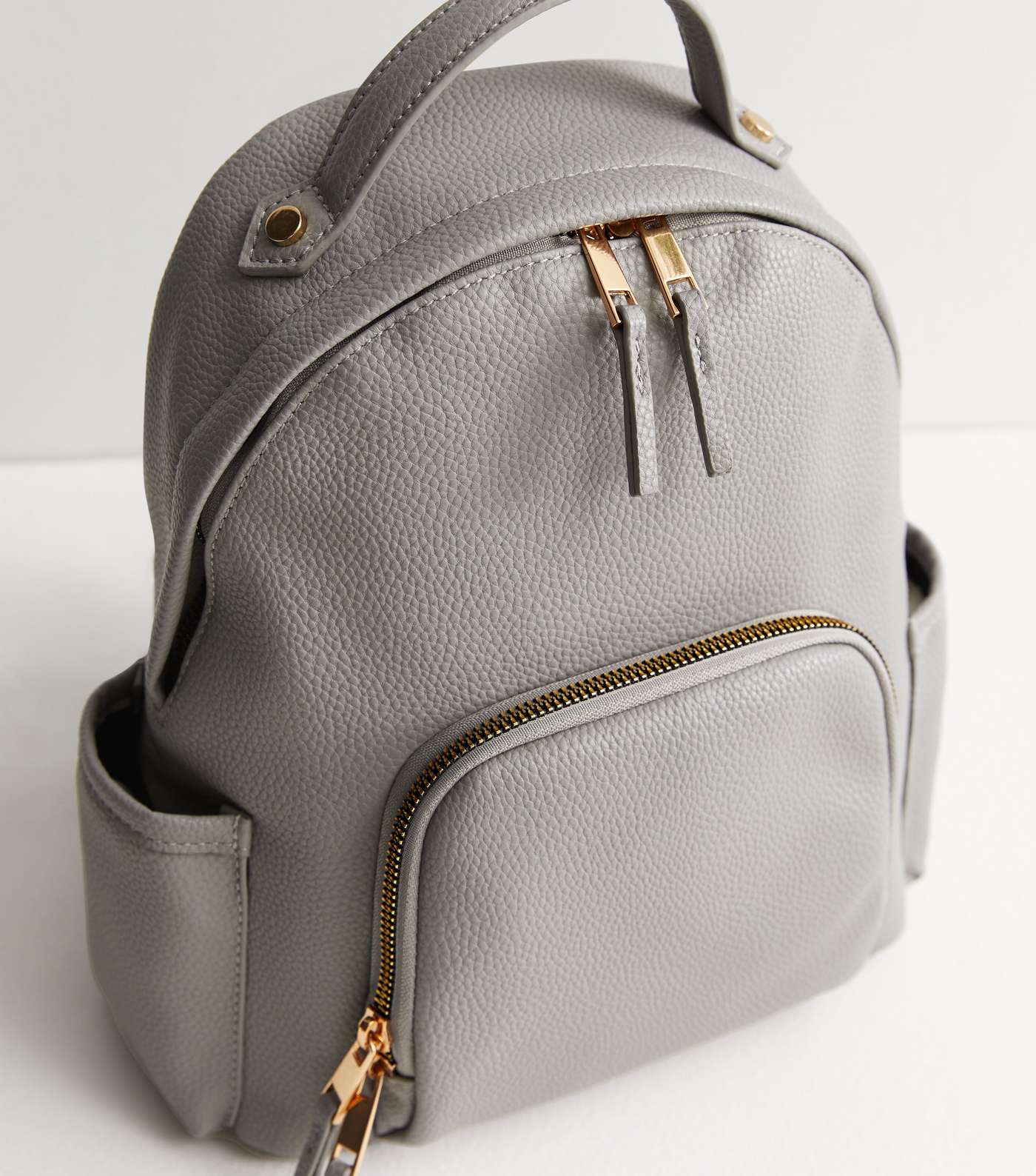 Pale Grey Leather-Look Mini Backpack Image 4