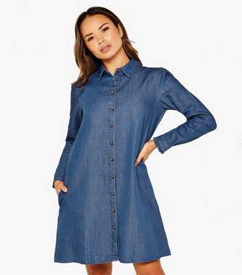 Blue Vanilla Bronze Puff Sleeve Mini Swing Dress