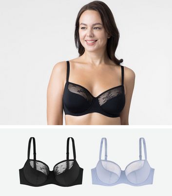 Dorina Curves 2 Pack Black and Pale Blue Wired Bras New Look