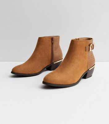 Tan block hot sale heel ankle boots