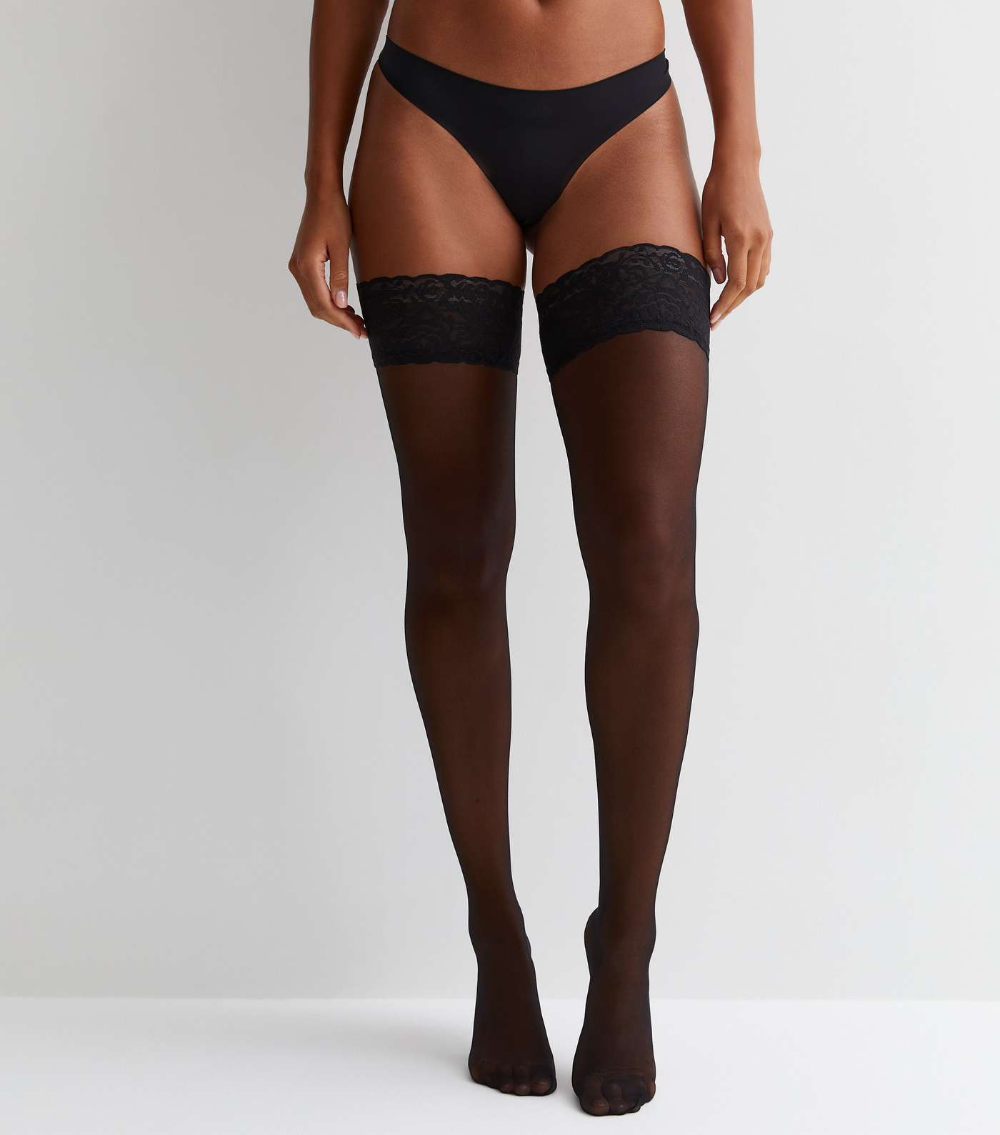 Lace Me Up Tights in Black