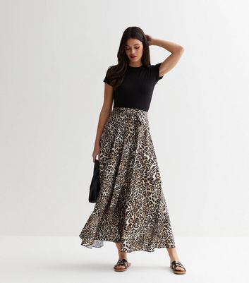 Red Ditsy Floral Split Hem Midi Skirt  New Look
