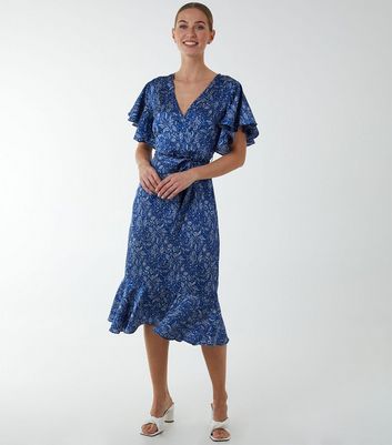 Blue vanilla wrap store dress