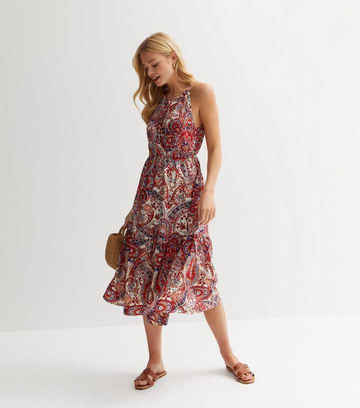 red paisley dress