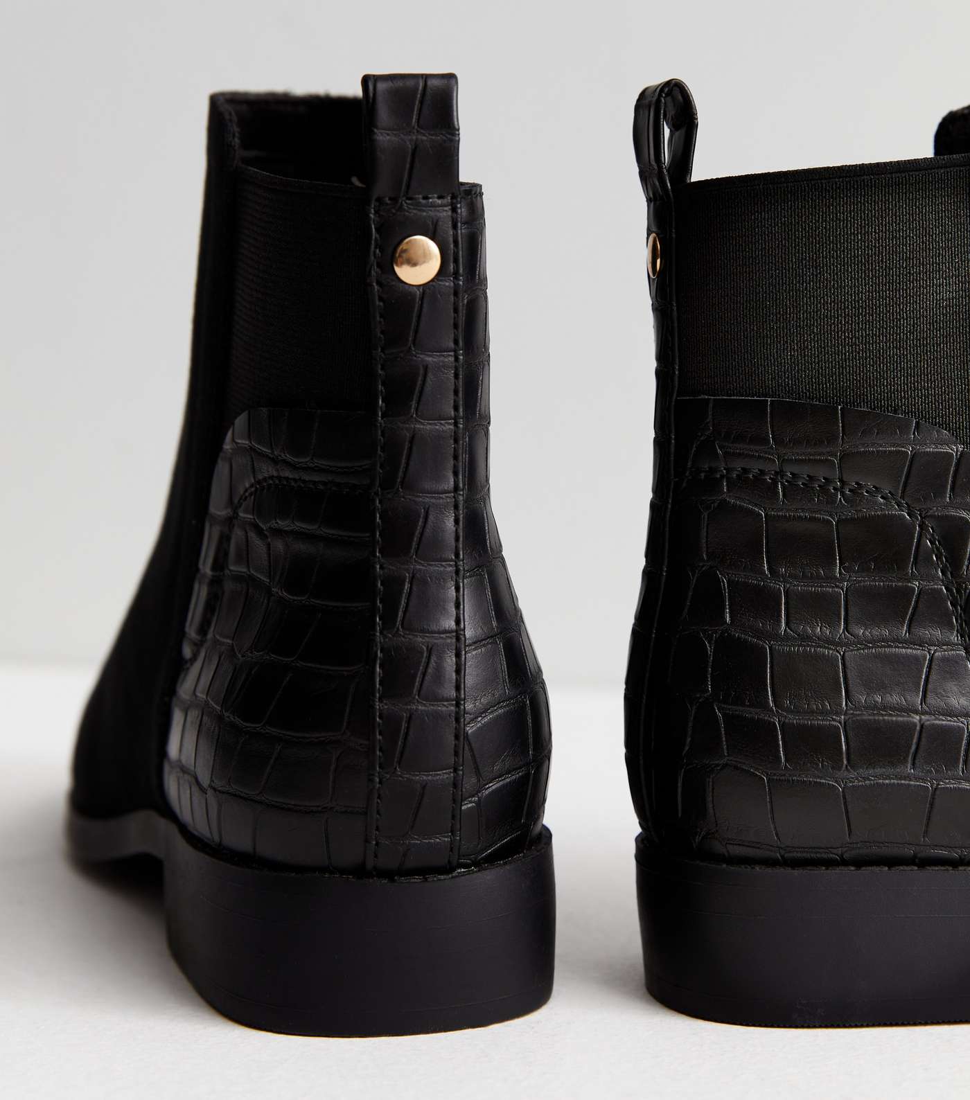 Wide Fit Black Faux Croc Chelsea Ankle Boots Image 3