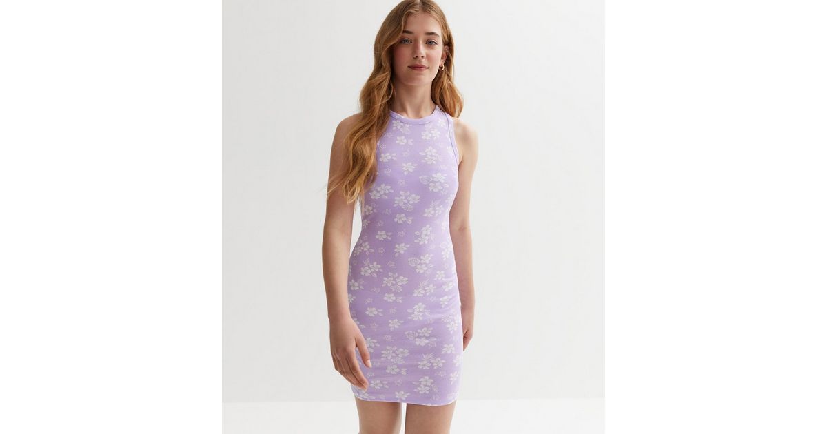 Floral Racer Girls Lilac Floral Racer Mini Dress | New Look