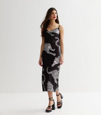 Leopard print sales slip midi dress