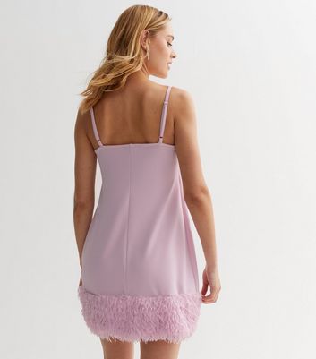 Pink fluffy mini dress best sale