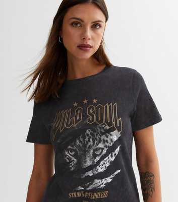 Dark Grey Acid Wash Wild Soul Logo T-Shirt