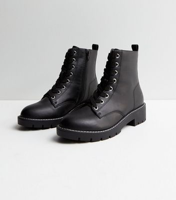 Leather lace up hot sale biker boots