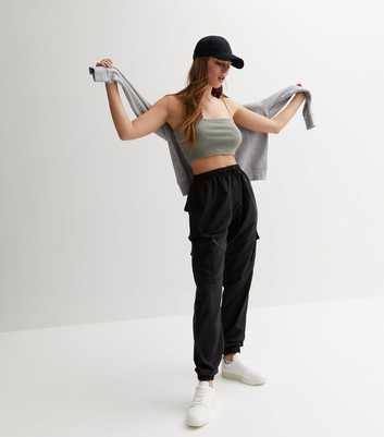 Urban Bliss Black Parachute Cargo Trousers