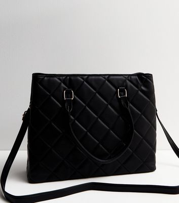 Black quilted cheap laptop bag