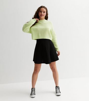 Girls Black Skater School Skirt New Look