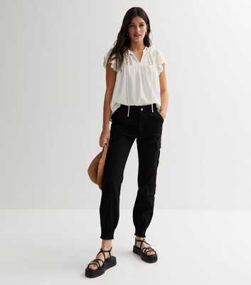 Cameo Rose Black Twill Cargo Trousers