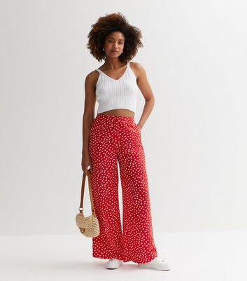 Red Tropical Cropped Trousers  New Look  Cropped trousers New look  Trousers