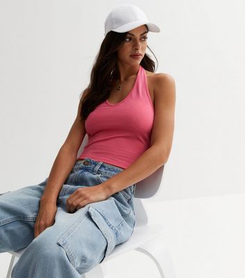 Crop Top New Look Alterneck Taille 14 - Motif Rayé Noir Et Blanc, Sans Manches, Neuf Avec étiquettes