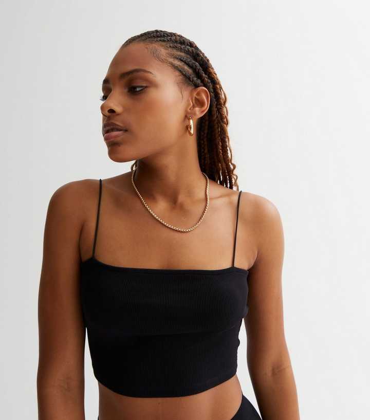 Cropped strappy top - Black - Ladies