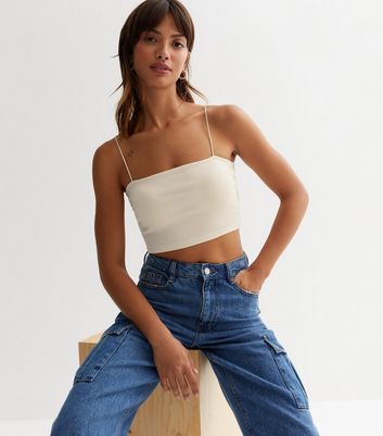 Cream Strappy Crop Top New Look