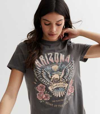 Dark Grey Acid Wash Arizona Logo T-Shirt