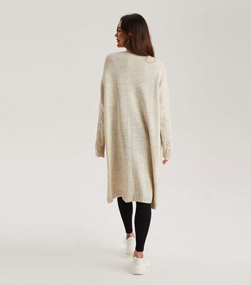 Long cream cable hot sale knit cardigan