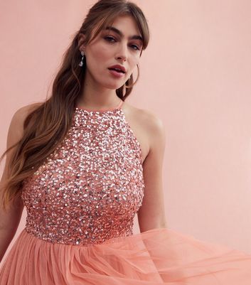 Rose gold sequin outlet and chiffon dress