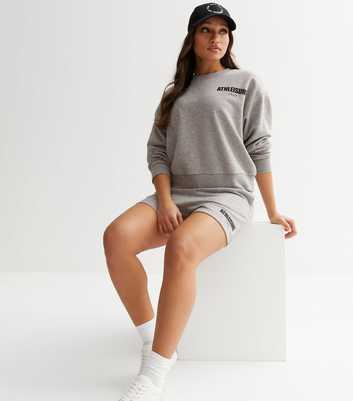 Petite Dark Grey Athleisure Jersey Logo Sweatshirt
