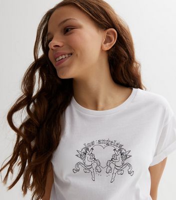 Girls White Los Angeles Cherub Crew Neck T-Shirt | New Look